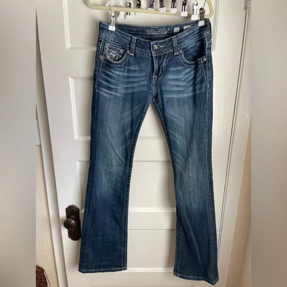 Miss Me Women's Embellished Blue Boot Cut Jeans - Picture 3 of 15